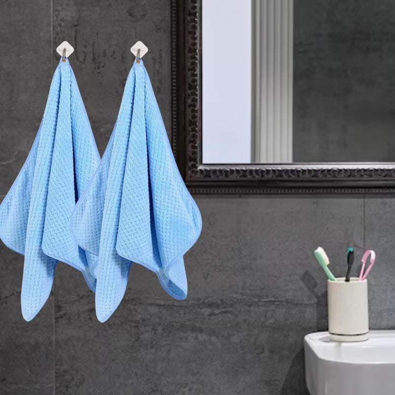 Linear منشفة يد ميكروفايبر / منشفة يد عالية الامتصاص للحمام / منشفة وجه ناعمة من الميكروفايبر / منشفة للرجال والنساء وصالة الألعاب الرياضية (الحجم - 75x35) (أزرق) - Image 5