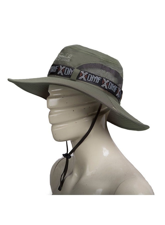 GUSTAVE Synthetic Summer Outdoor Sun Protection Round Cap Wide Brim Summer Hat For Fishing Hiking, Camping & Outdoor Adventures With Mesh Upf 50 Protection For Men & Women Army Green, Free Size - Image 2