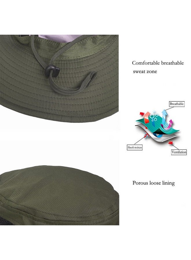 GUSTAVE Synthetic Summer Outdoor Sun Protection Round Cap Wide Brim Summer Hat For Fishing Hiking, Camping & Outdoor Adventures With Mesh Upf 50 Protection For Men & Women Army Green, Free Size - Image 5