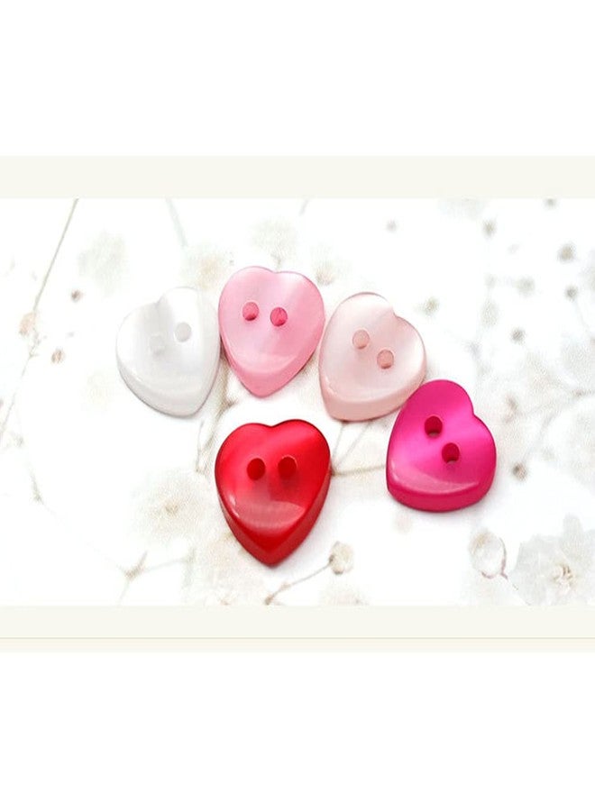 vingol 50 PCS Heart Multi-Color 2 Holes Resin Buttons Clothing Decoration Sewing Scrapbooking Card Making DIY (White,11.5mm) - Image 5