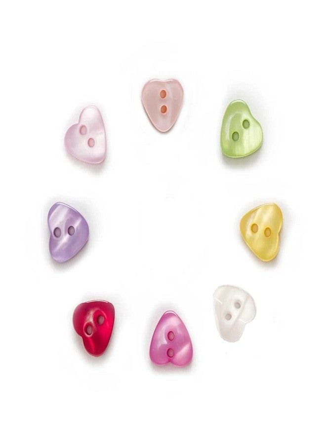 vingol 50 PCS Heart Multi-Color 2 Holes Resin Buttons Clothing Decoration Sewing Scrapbooking Card Making DIY (White,11.5mm) - Image 4