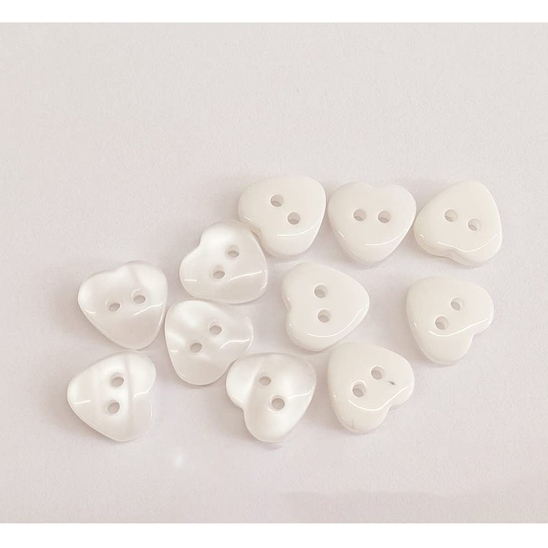 vingol 50 PCS Heart Multi-Color 2 Holes Resin Buttons Clothing Decoration Sewing Scrapbooking Card Making DIY (White,11.5mm) - Image 1