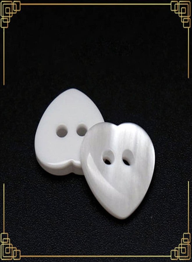vingol 50 PCS Heart Multi-Color 2 Holes Resin Buttons Clothing Decoration Sewing Scrapbooking Card Making DIY (White,11.5mm) - Image 2