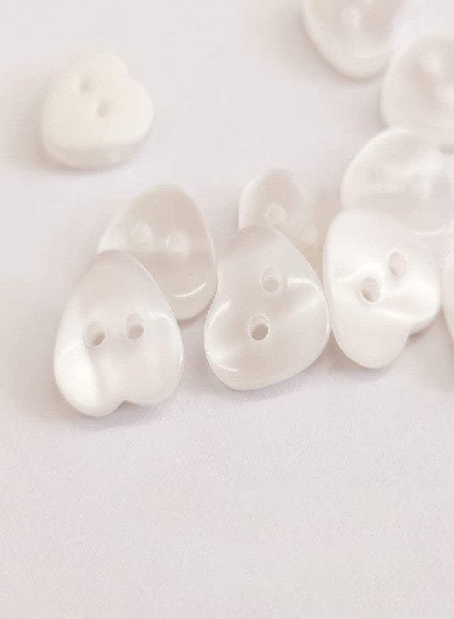 vingol 50 PCS Heart Multi-Color 2 Holes Resin Buttons Clothing Decoration Sewing Scrapbooking Card Making DIY (White,11.5mm) - Image 3