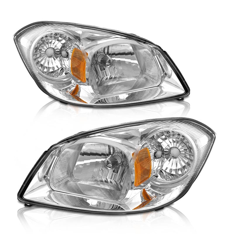 AS AUTOLIGHTS 2005 2006 2007 2008 2009 2010 Chevy Cobalt Headlight Assembly Replacement for 0510 Chevy Cobalt0506 Pontiac Pursuit07 08 09 Pontiac G5 Chrome Housing Amber Reflector Clear Lens Pair