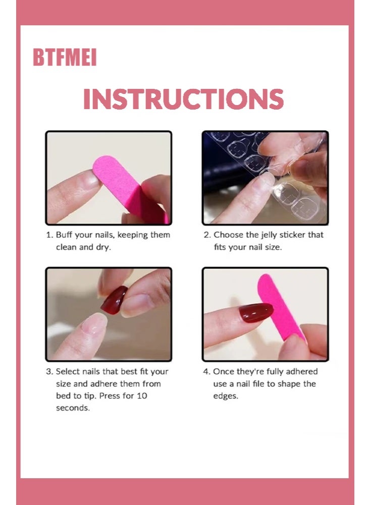 BTFMEI 24Pcs French Manicure with Gold-Edged Nails, Short Almond Press On False Nails, 3D Gold Lines & Pearl Acrylic Nails Nude Translucent Nails Press ons Simple & Reusable Stick on Nails, Perfect for Parties & Weddings - Image 5