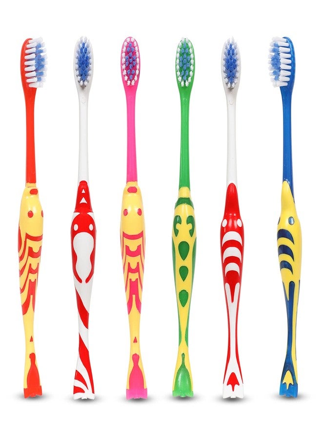 MAXI Goldie Kids Soft Toothbrush, Soft Bristles for Toddlers, Gentle Gum Care, Easy Grip Handle, Multicolor Toothbrush for Kids Boys & Girls, 2+ Years, PACK OF 6 - Image 1