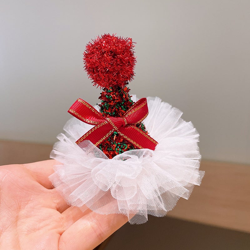 Generic Christmas Kids Cute Hat Hair Clip Antler Grip 3# red fur ball