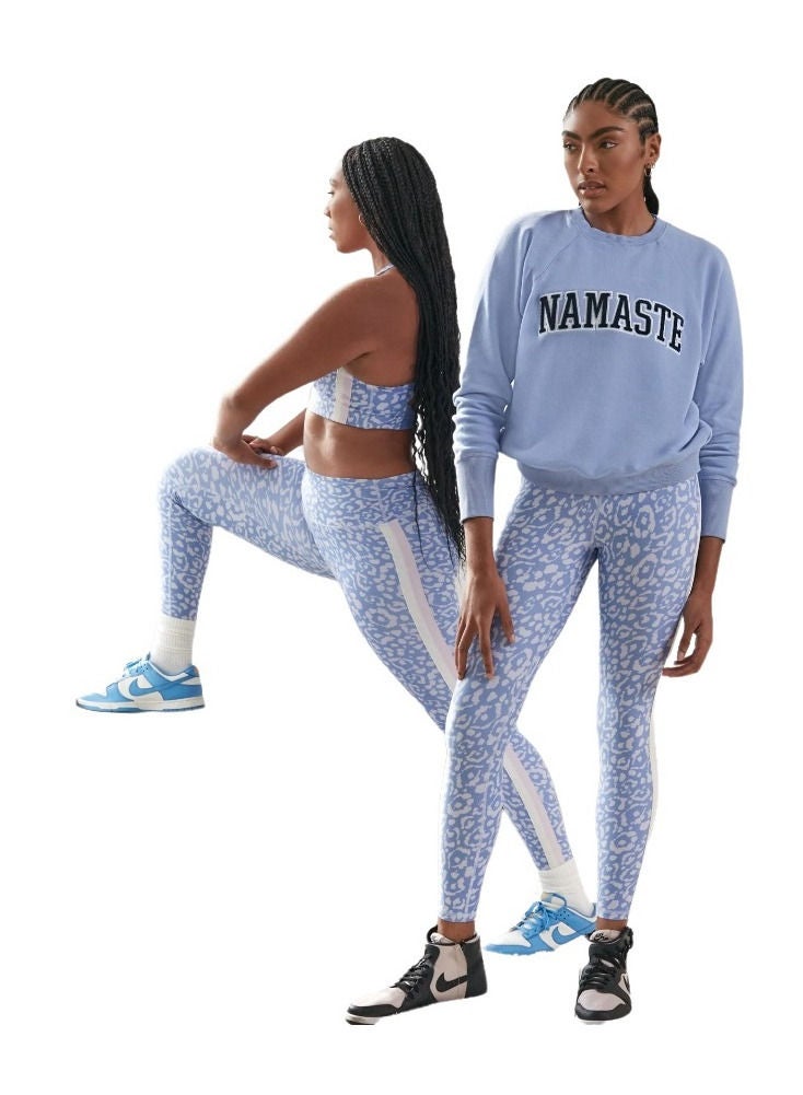 spiritual gangster MANDUKA X SG INTENT ECO JERSEY HW 7/8 LEGGING BLUE SKY LEOPARD  - Image 1