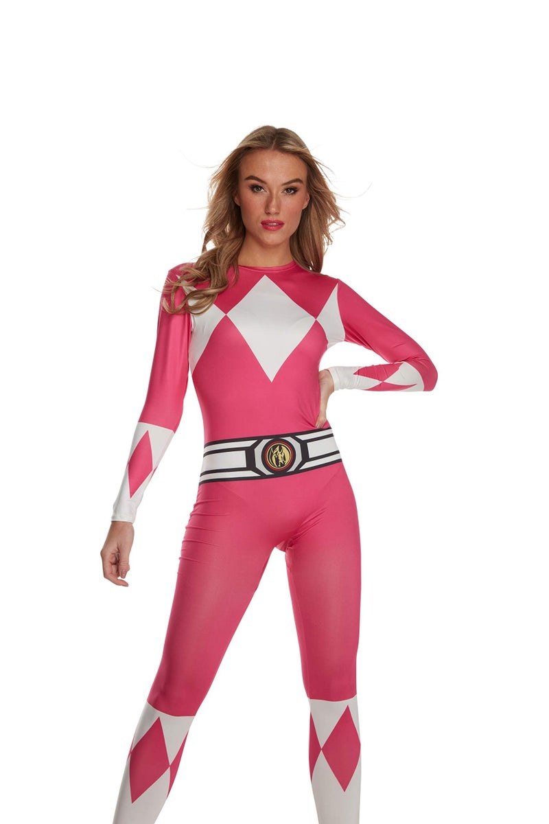 Morphsuits Pink Power Ranger Costume Adult Women, Halloween Costume, Medium - Image 4