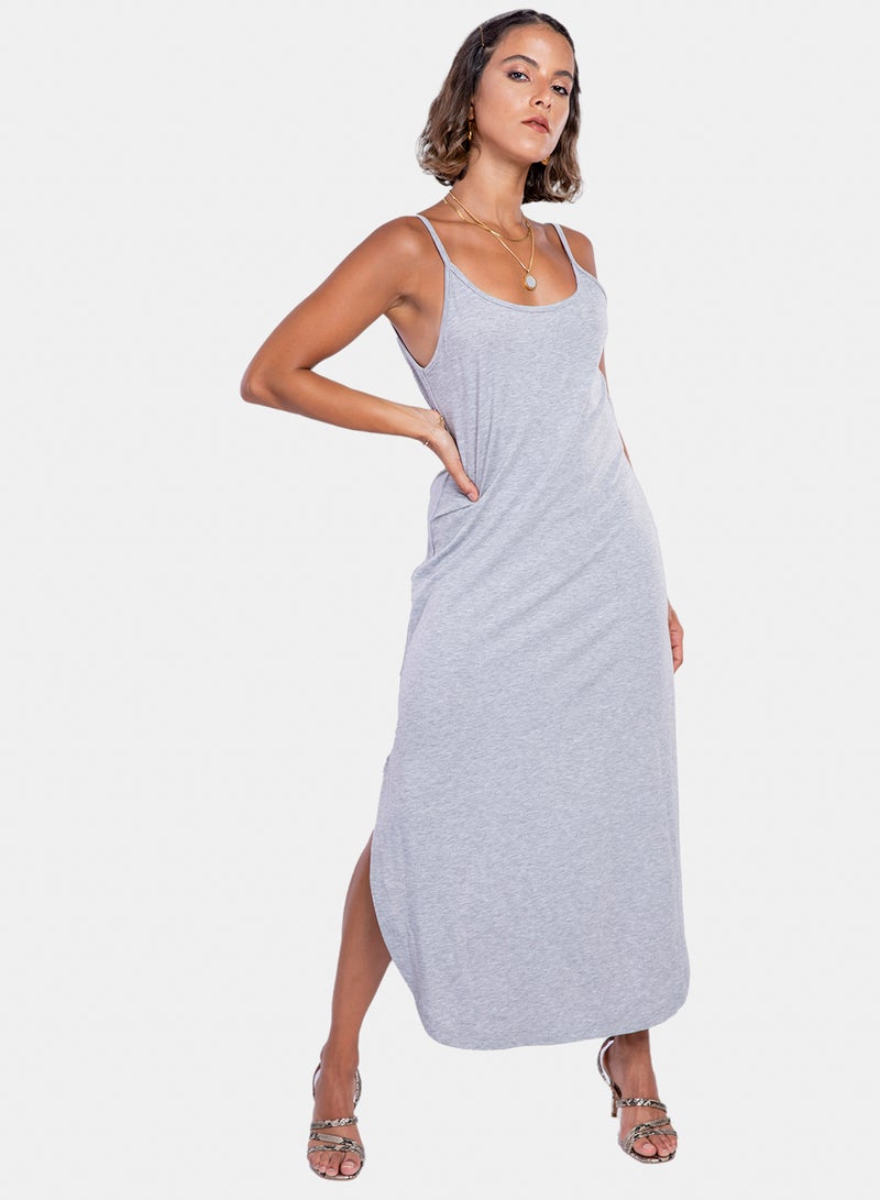 belle Side Slits Solid Dress - Image 1