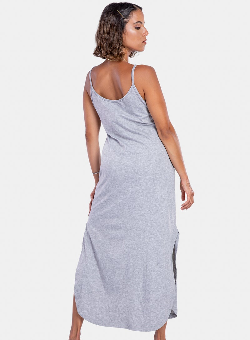 belle Side Slits Solid Dress - Image 3