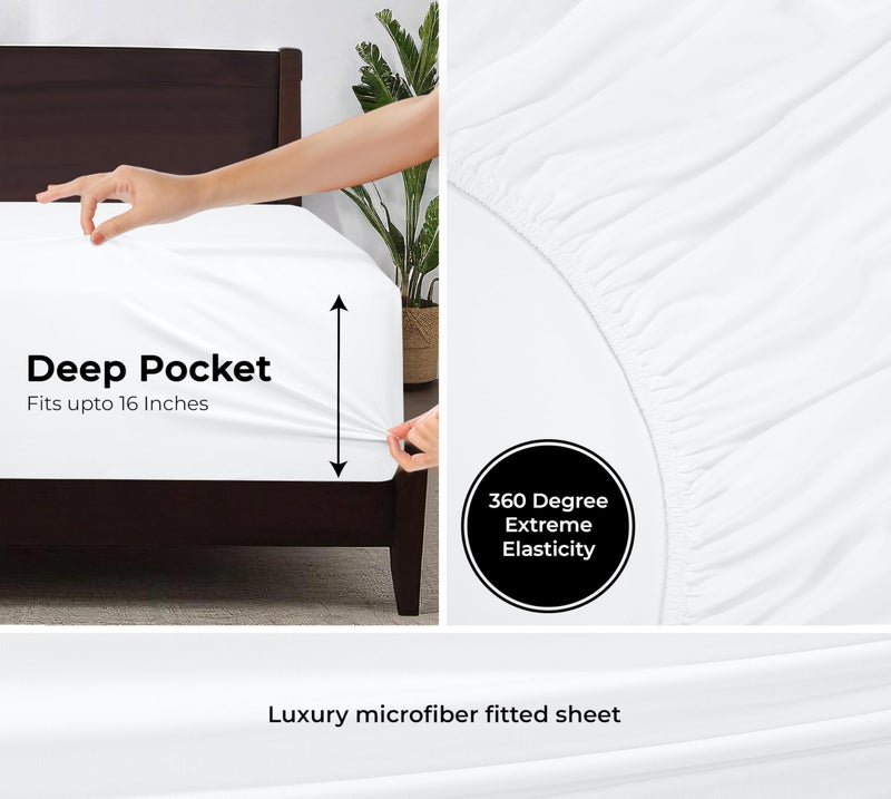 Royale Linens Fitted Sheet Queen - Ultra Soft 1800 Brushed Microfiber - Hotel Luxury Bottom Sheets - Wrinkle Free & Fade Resistant - Deep Pocket Fitted Sheet Only (Queen, White) - Image 3