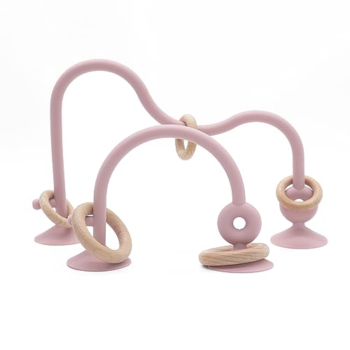 zeeloopbee High Chair Toys with Suction Cups for Infant ToddlersFood Grade Silicone Teething Toy for Kids 6 9 12 18 MInteractive Toys for 1 Year OldPerfect for Travel and RestaurantPink - Image 1