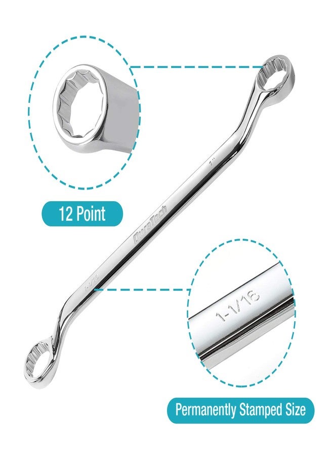 DURATECH 50-Degree Offset Wrench Set, SAE, Double Box End Wrench Set, 8-Piece, 1/4'' to 1-1/4'', 12 Point, CR-V Steel, with Easy Hang Rolling Pouch - Image 4