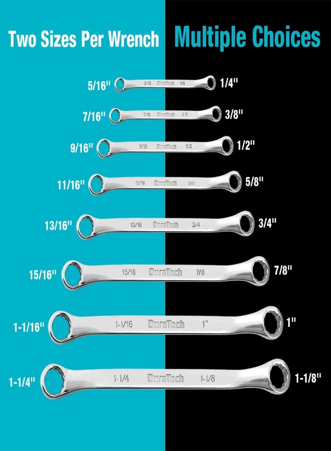 DURATECH 50-Degree Offset Wrench Set, SAE, Double Box End Wrench Set, 8-Piece, 1/4'' to 1-1/4'', 12 Point, CR-V Steel, with Easy Hang Rolling Pouch - Image 2