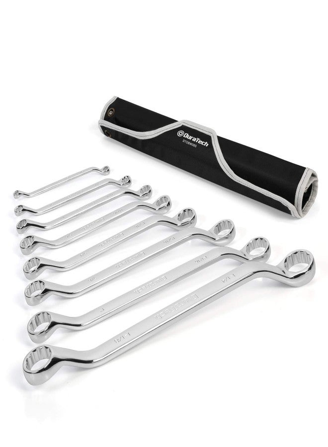 DURATECH 50-Degree Offset Wrench Set, SAE, Double Box End Wrench Set, 8-Piece, 1/4'' to 1-1/4'', 12 Point, CR-V Steel, with Easy Hang Rolling Pouch - Image 1
