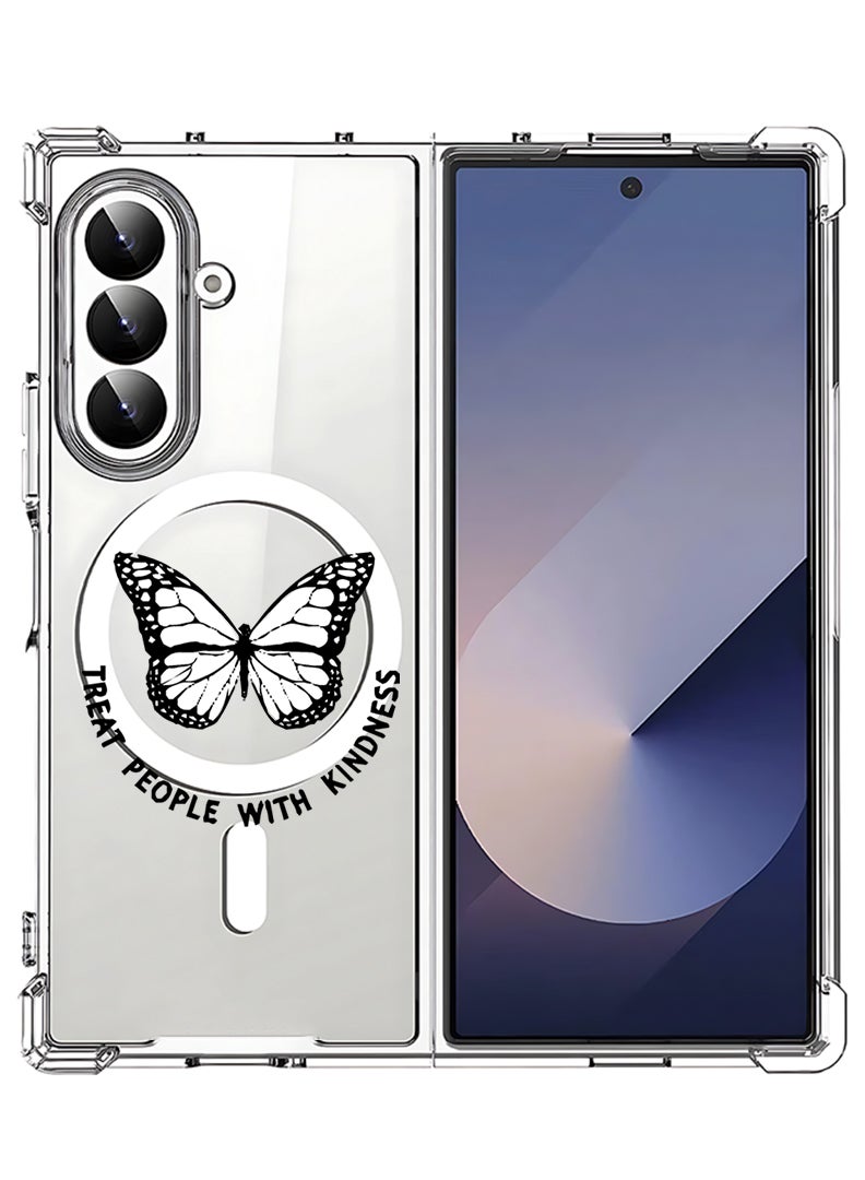 Theodor Magnetic Case for Samsung Galaxy Z Fold 7 Compatible with MagSafe Wireless Charging, Shockproof Phone Bumper Cover Treat people with kindness-01 - Image 1