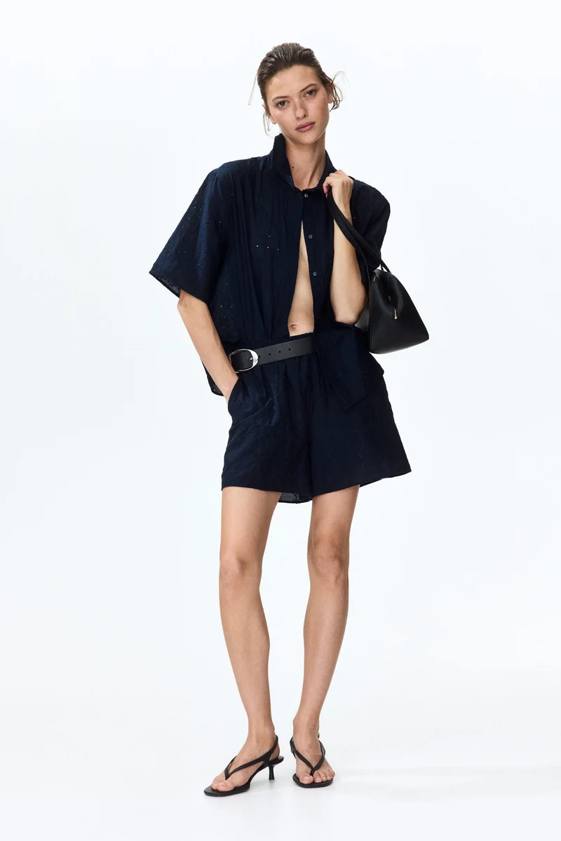 H&M Oversized broderie anglaise shirt