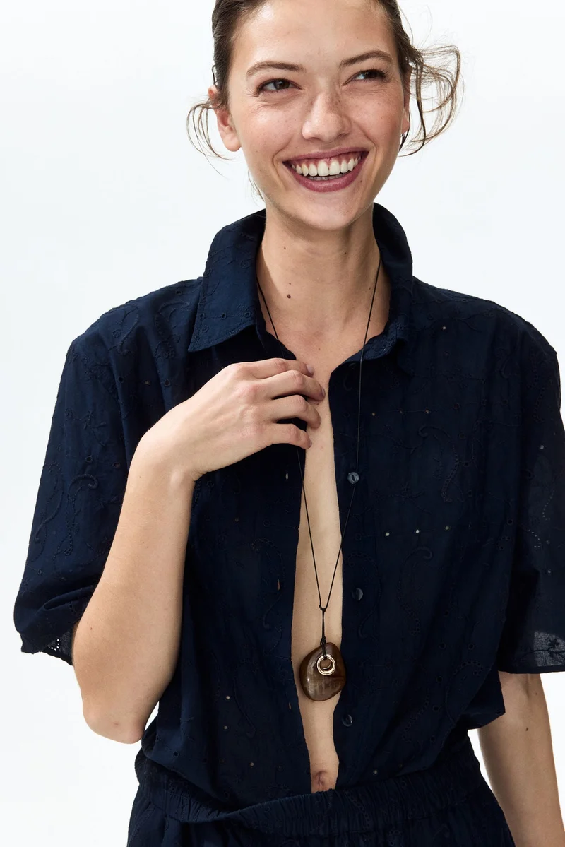H&M Oversized broderie anglaise shirt