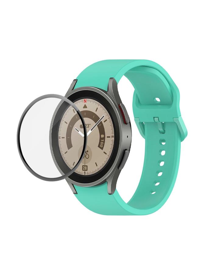 erorex For Samsung Galaxy Watch5 Pro 45Mm Silicone Adjustable Strap + Full Coverage Pmma Screen Protector Kit(Cyan) - Image 1