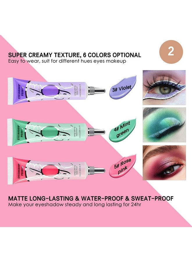 LOKFAR 3 Pack Matte Eyeshadow Primer for Oily Lids No Crease Violet Green Pink Color Eye Makeup Eye Primer Base Waterproof & Smudge-proof & Long Lasting Cream Liquid Eye-shadow for All Shadows (Set D) - Image 5