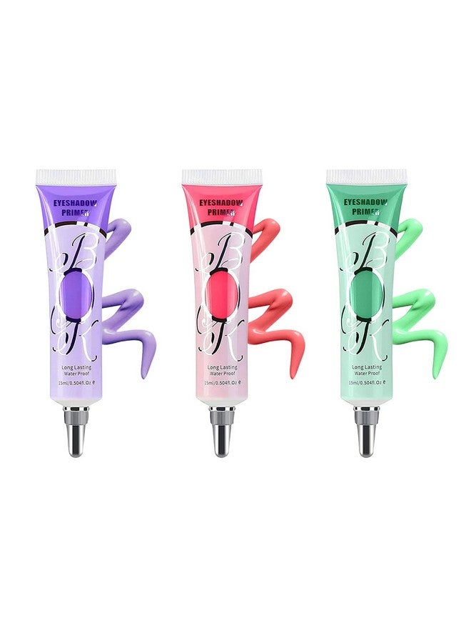 LOKFAR 3 Pack Matte Eyeshadow Primer for Oily Lids No Crease Violet Green Pink Color Eye Makeup Eye Primer Base Waterproof & Smudge-proof & Long Lasting Cream Liquid Eye-shadow for All Shadows (Set D) - Image 1