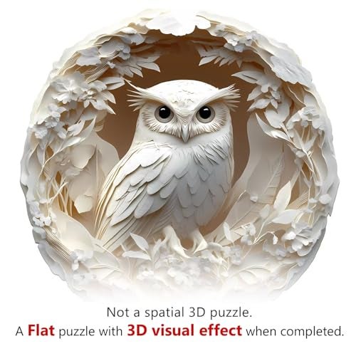 Jollitot Wooden Puzzles Adults 3D Paper Carved Owl Puzzle 200 Pieces Unique Animal Shaped Wood Challenging Jigsaw Puzzles Gifts for Adults 114x113in - Image 5