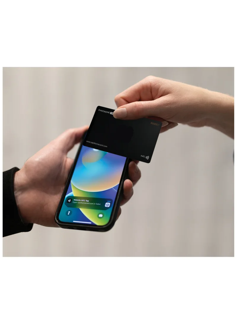سانثوم بطاقة عمل رقمية ذكية بتقنية NFC للاتصال الفوري والوسائط الاجتماعية iOS وAndroid بطاقة عمل إلكترونية باللون الأسود