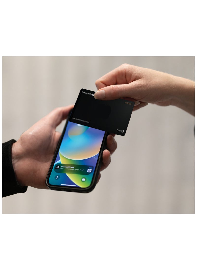 SANTHOME - Smart Digital NFC Business Card for Instant Contact and Social Media iOS and Android Electronic Business Card Black - Image 1