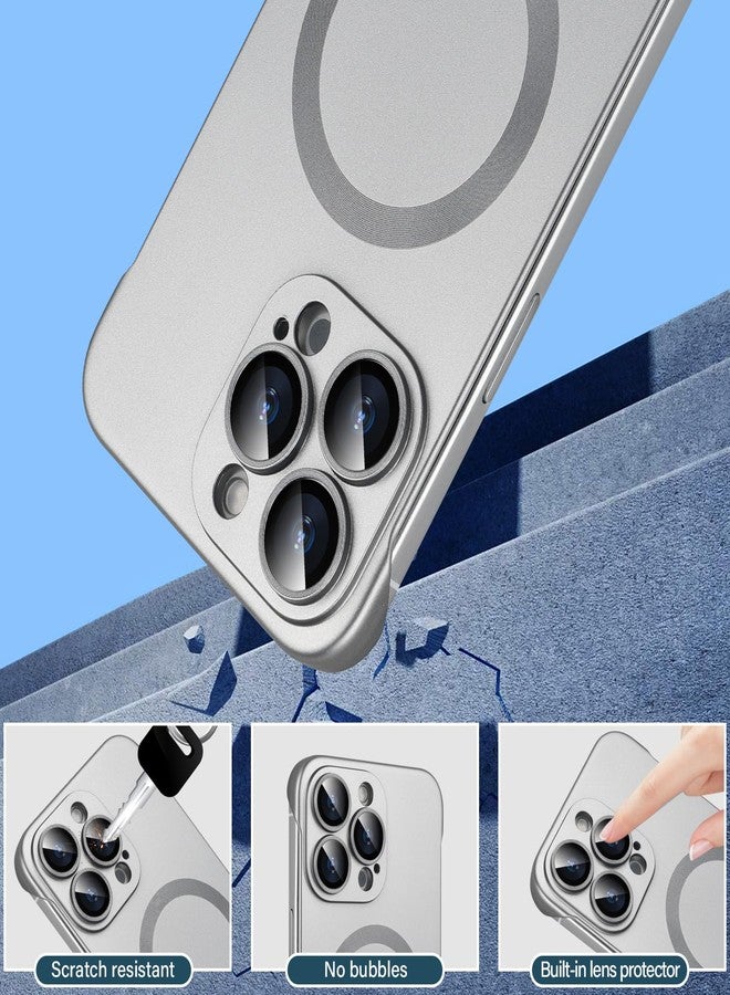 أوميو جراب أوميو المغناطيسي النحيف لهاتف آيفون 16 برو ماكس، متوافق مع ماج سيف، مصنوع من البولي كربونات غير اللامع، بتصميم بسيط بدون إطار وحواف، مع واقي لعدسة الكاميرا، مناسب للرجال والنساء، لون تيتانيوم طبيعي. - Image 3