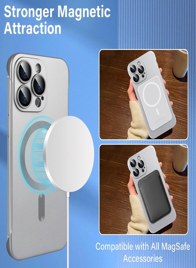 أوميو جراب أوميو المغناطيسي النحيف لهاتف آيفون 16 برو ماكس، متوافق مع ماج سيف، مصنوع من البولي كربونات غير اللامع، بتصميم بسيط بدون إطار وحواف، مع واقي لعدسة الكاميرا، مناسب للرجال والنساء، لون تيتانيوم طبيعي. - Image 4