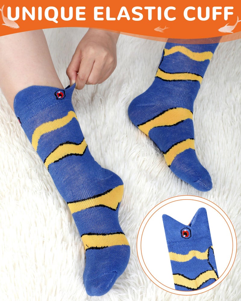 Bunnycool 8 Pairs Funny Fish Socks for Kids Crazy Clownfish Silly Socks Day Wacky Cotton Crew Boys Girls Novelty Gift(7-10 Years) - Image 5