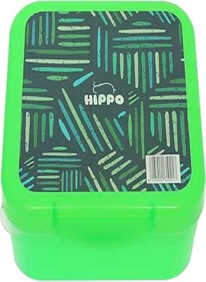 Hippo Two-Tier Lunch Box, 2 Liter Capacity, Green