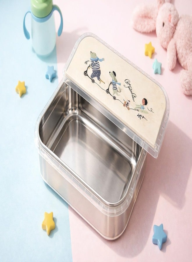 RIVUGJA Stainless Steel Lunch Box with Cartoon Printed Lid – Leak-Resistant, Food-Grade Lunch Container for Kids & Adults - Image 5