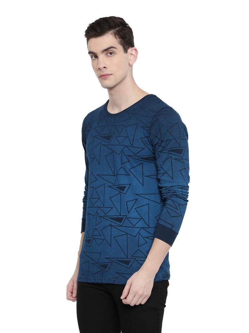ADRO Men's Full Sleeve Cotton Printed T-Shirts (FR5-5-PRI-NB_Navy_2XL) - Image 3