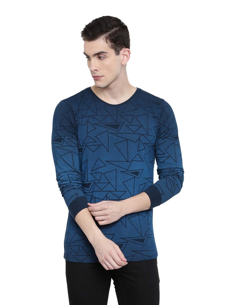 ADRO Men's Full Sleeve Cotton Printed T-Shirts (FR5-5-PRI-NB_Navy_2XL) - Image 1