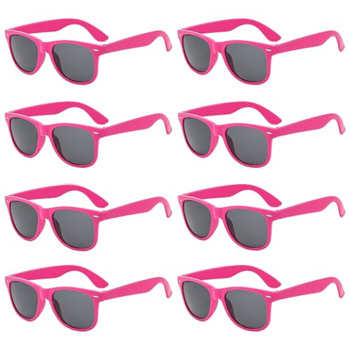Pibupibu Neon Colors Party Favor Supplies Unisex Sunglasses Pack of 8 (Hot Pink) - Image 1
