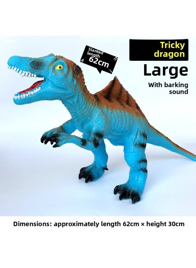 Large Soft Rubber Dinosaur Children's Toy Will Be Called Simulation Jurassic Dinosaur Doll Boy Gift Triceratops-Color:Large Blue Spinosaurus 0.65 - Image 3