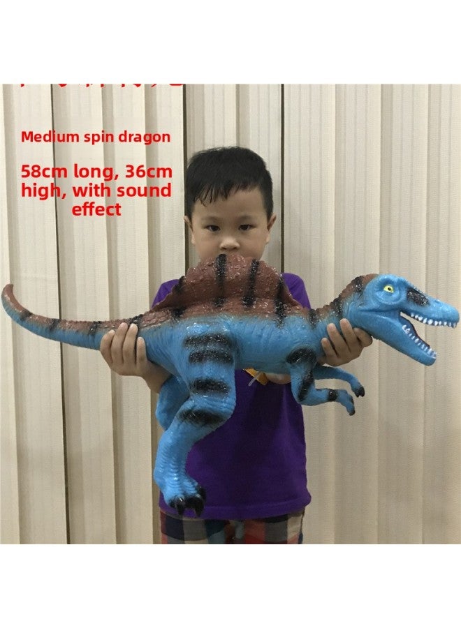 Large Soft Rubber Dinosaur Children's Toy Will Be Called Simulation Jurassic Dinosaur Doll Boy Gift Triceratops-Color:Large Blue Spinosaurus 0.65 - Image 1