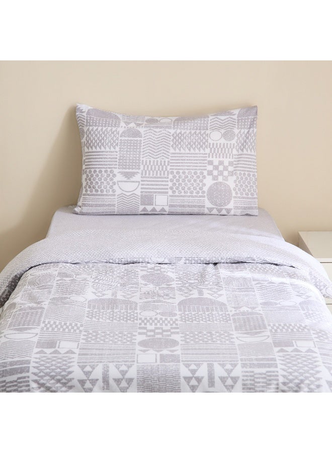 Home Box Geometric Grey Cotton Duvet Cover Set for Kids - Image 2