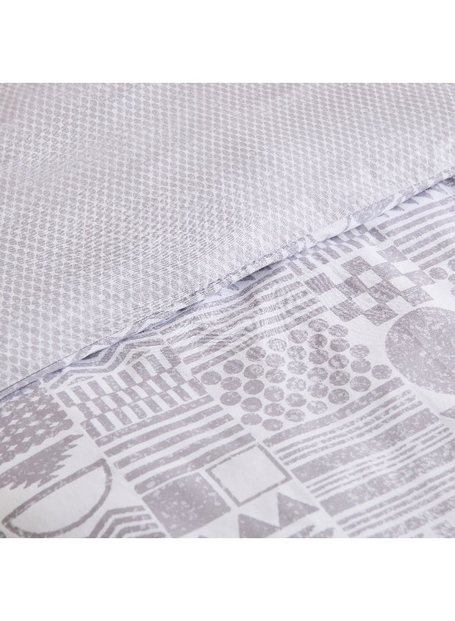 Home Box Geometric Grey Cotton Duvet Cover Set for Kids - Image 3