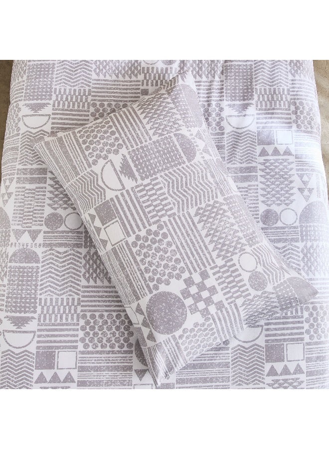 Home Box Geometric Grey Cotton Duvet Cover Set for Kids - Image 5