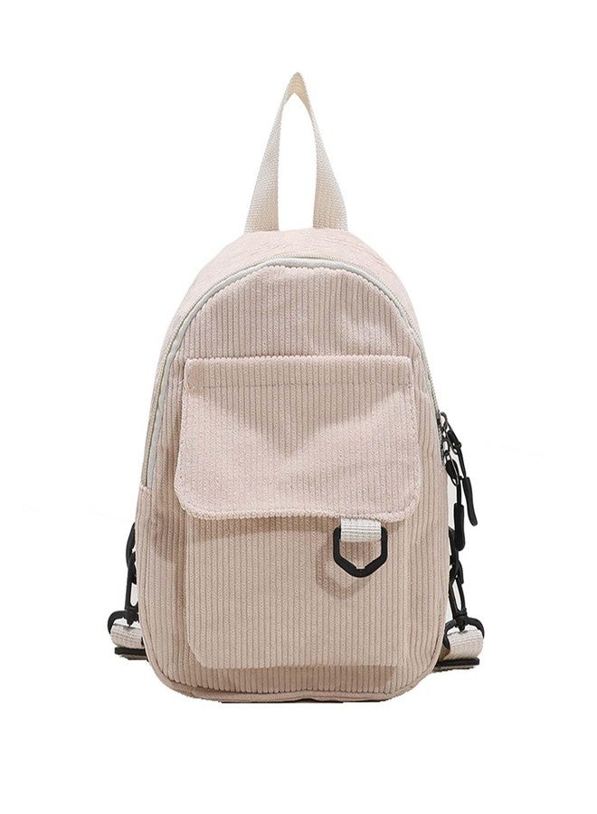 Corduroy Mini Backpack for Womens and Girls, Women's Small Backpack Casual Corduroy Backpacks Fashion Cute Backpacks Purse (Solid, Beige) - Image 1