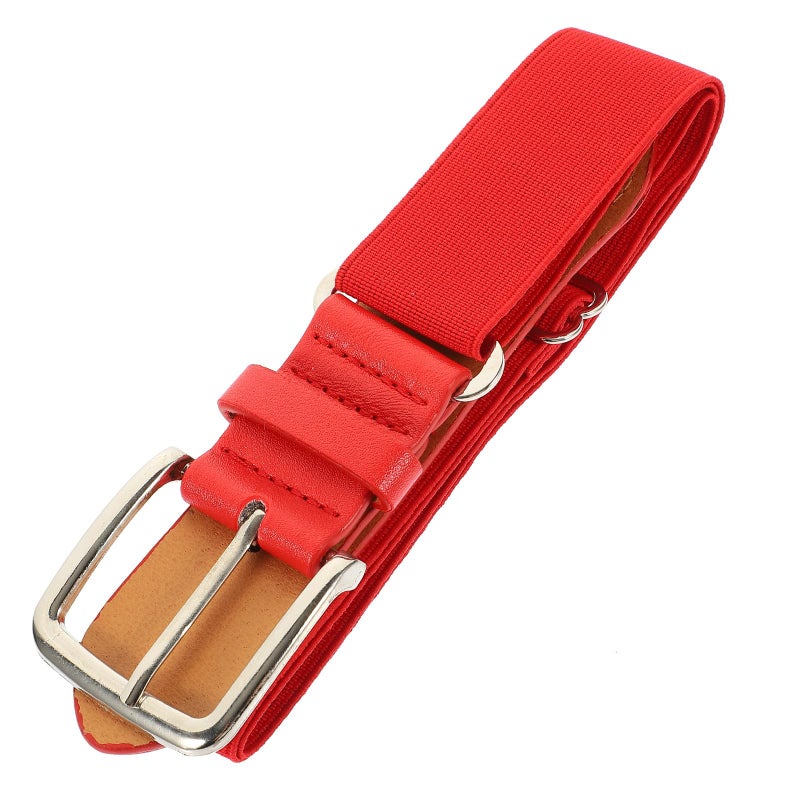 Adjustable Red Elastic Faux Leather Baseball Belt For Men Women And Youth Sports - Image 2