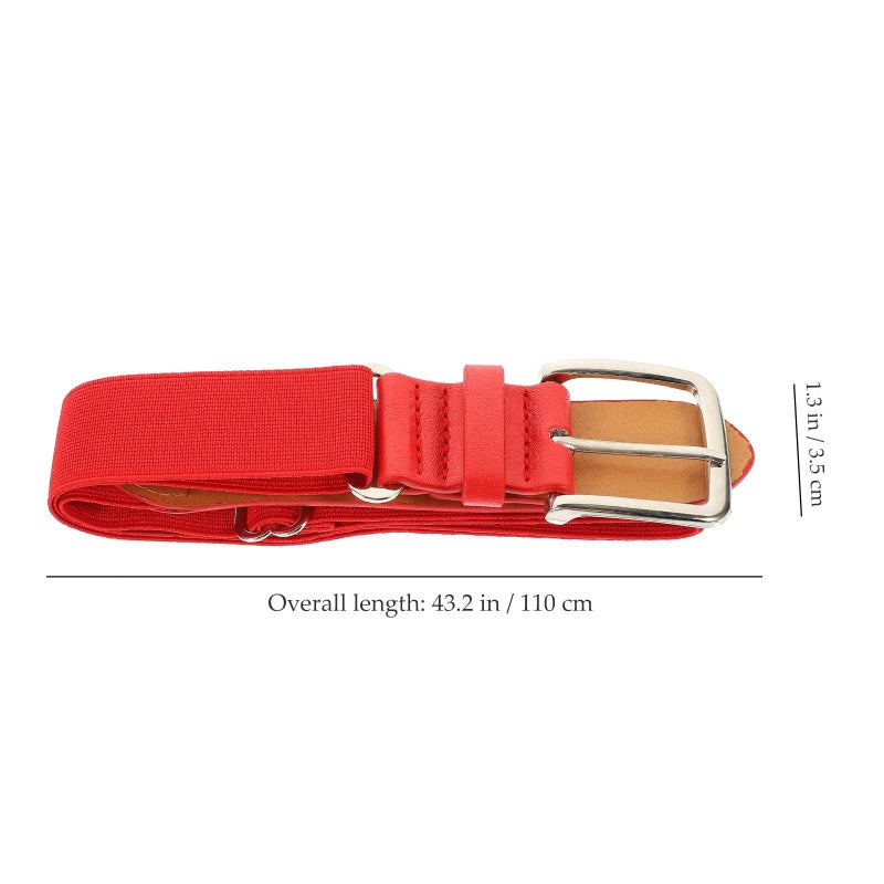 Adjustable Red Elastic Faux Leather Baseball Belt For Men Women And Youth Sports - Image 3