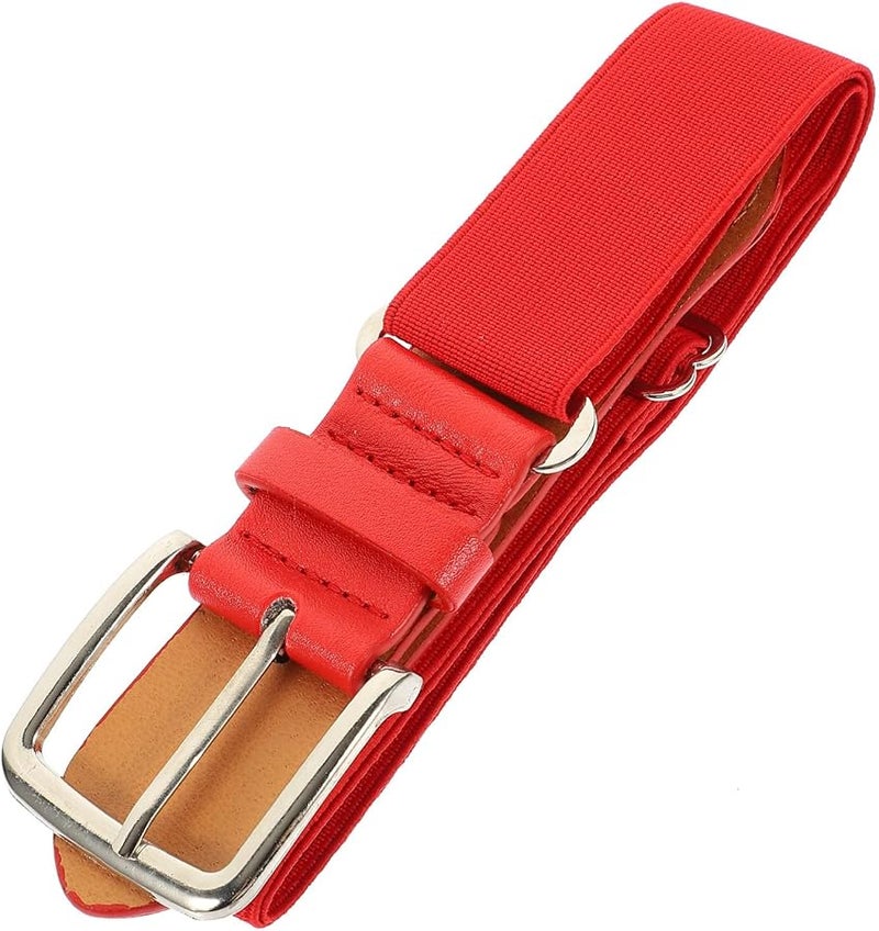Adjustable Red Elastic Faux Leather Baseball Belt For Men Women And Youth Sports - Image 1