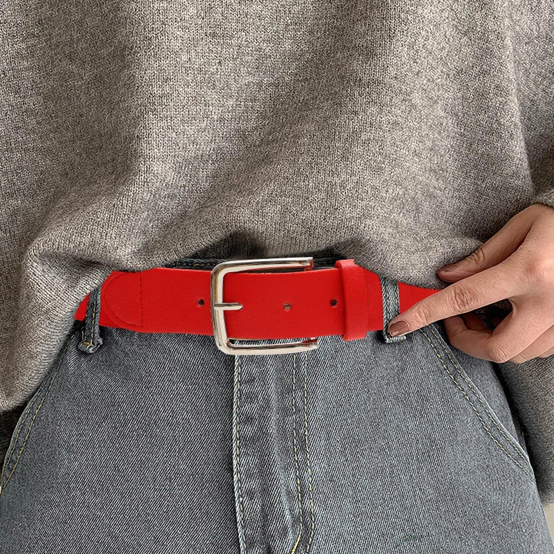 Adjustable Red Elastic Faux Leather Baseball Belt For Men Women And Youth Sports - Image 5