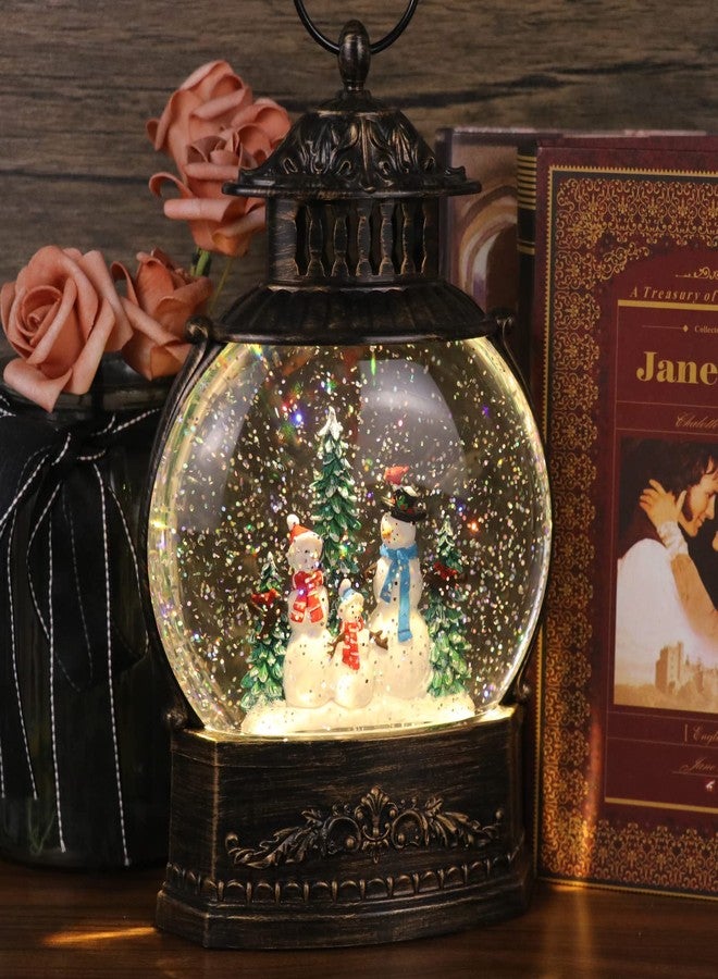 Eldnacele Snow Globe Lighted Christmas Decorations Snowman Claus Singing Snow Globe Lantern with Swirling Glitter, Holiday Party Gifts and Decorations - Image 4