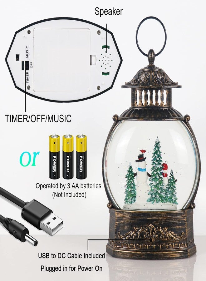 Eldnacele Snow Globe Lighted Christmas Decorations Snowman Claus Singing Snow Globe Lantern with Swirling Glitter, Holiday Party Gifts and Decorations - Image 3